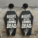 Black Wood & Silver-Plated 'Night of the Living Dead' Coffin Drop Earrings