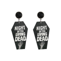 Black Wood & Silver-Plated 'Night of the Living Dead' Coffin Drop Earrings