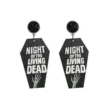 Black Wood & Silver-Plated 'Night of the Living Dead' Coffin Drop Earrings