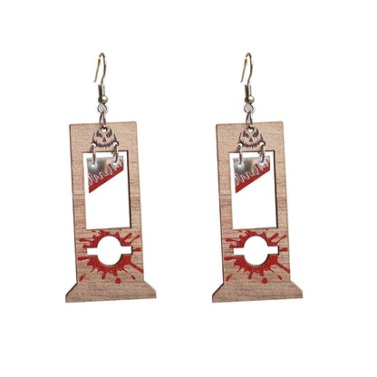 Wood and Silver-Plated Guillotine Drop Earring, silver drop earrings for women, dainty minimalist design, side view