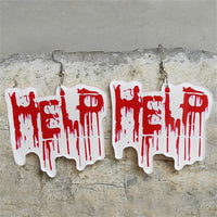Red & Silver-Plated Blood 'Help' Drop Earrings