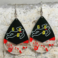 Red Acrylic & Silver-Plated Crime Scene Drop Earrings