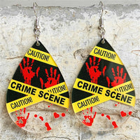 Red & Silver-Plated 'Crime Scene' Drop Earring
