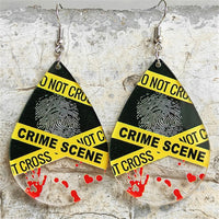 Red Acrylic & Silver-Plated 'Crime Scene' Finger Print Drop Earrings