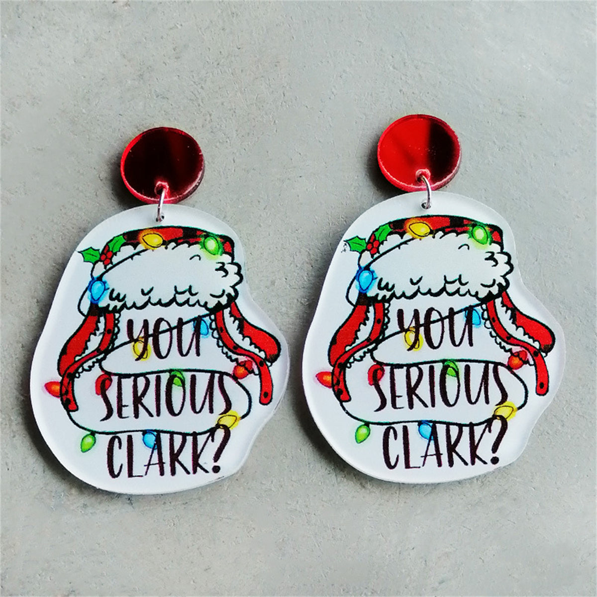 White and Silver-Plated 'You Serious Clark' Drop Earrings, silver drop earrings for women, front view
