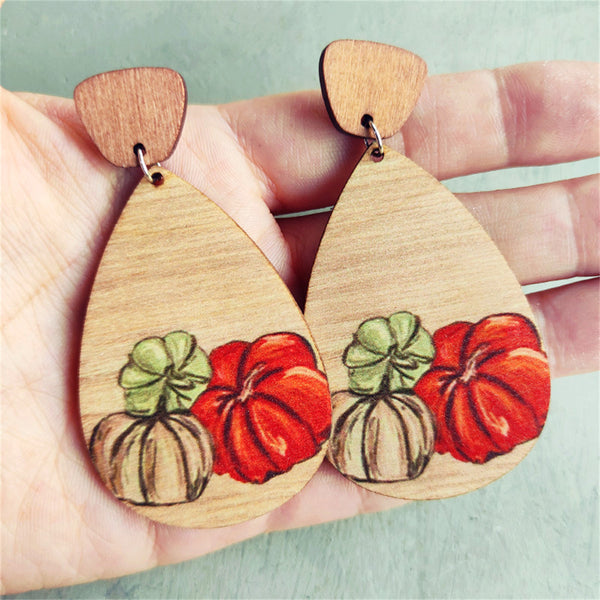 Orange & Brown Pumpkin Teardrop Earrings