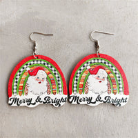 Red & Green Wood 'Merry & Bright' Santa Drop Earrings