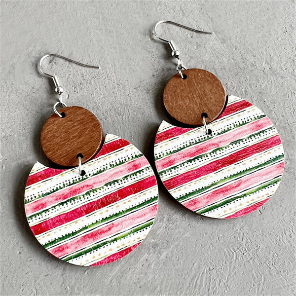 Red & Silver-Plated Stripe Drop Earrings