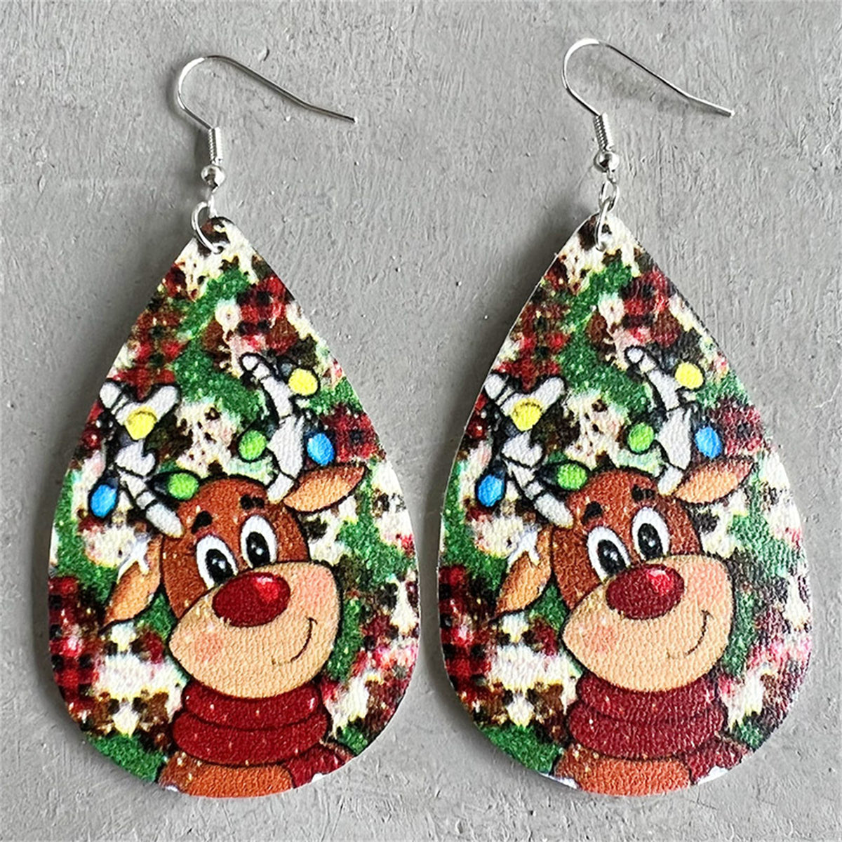 Brown and Silver-Plated Reindeer Drop Earrings, silver drop earrings for women, vintage-inspired design, front view