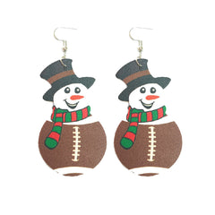 Brown & White Rugby Snowman Drop Earrings