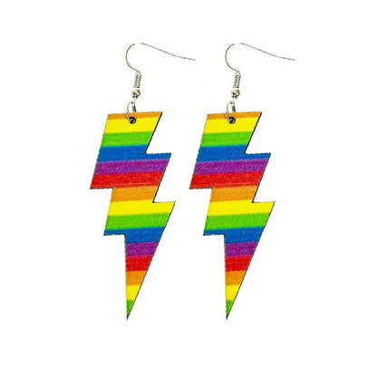 Multicolor Stripe and Silver-Plated Lightning Drop Earrings, silver drop earrings for women, everyday style, side view