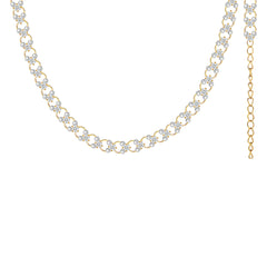 Cubic Zirconia & Pearl 18K Gold-Plated Curb Chain Choker Necklace