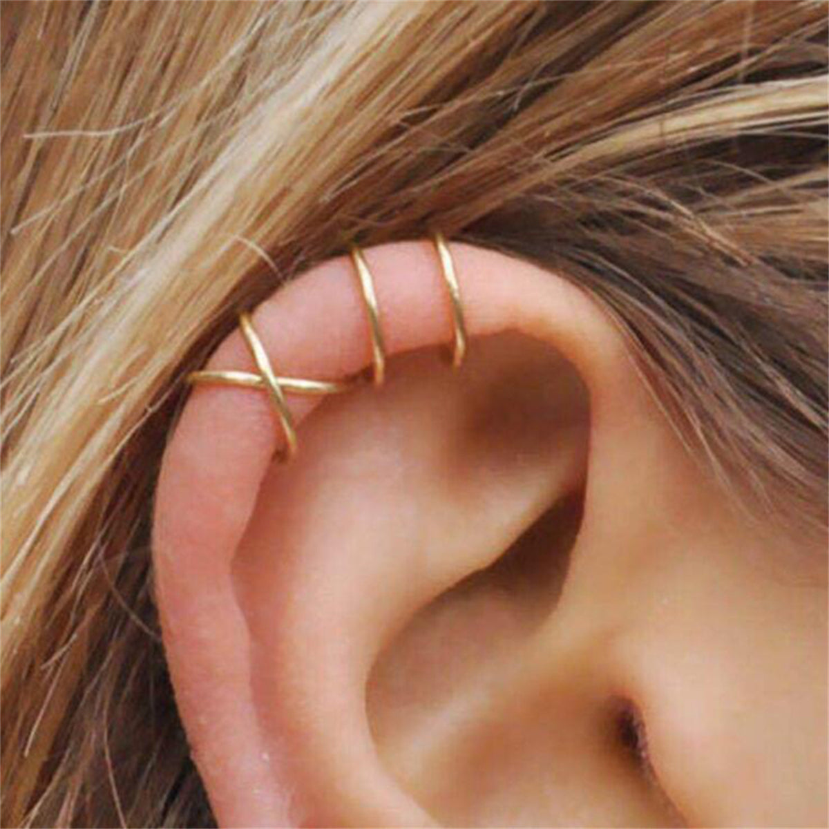18K Gold-Plated Star Leaf Ear Cuff Set, gold stud earrings for women, dainty minimalist design, styled look