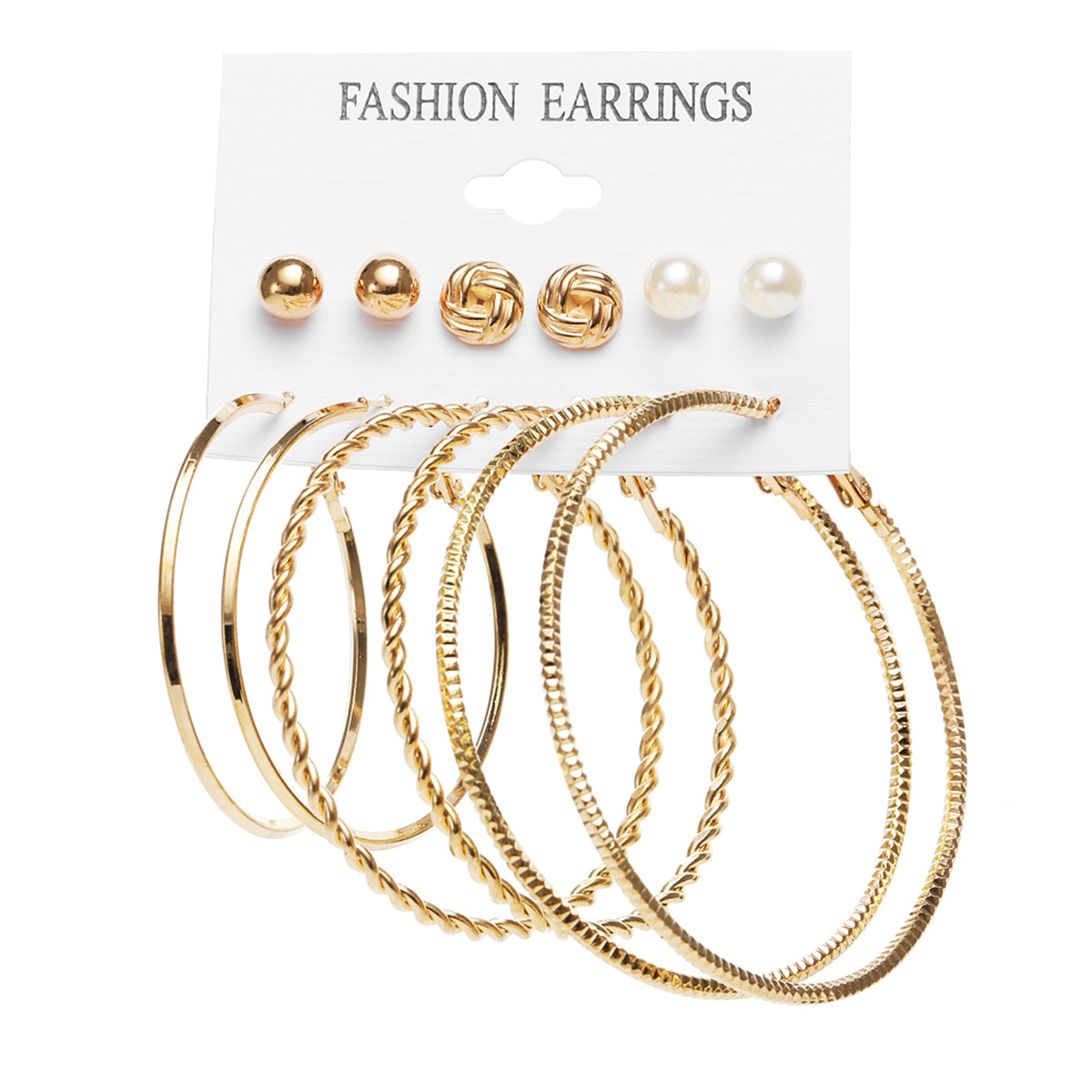 Pearl & 18K Gold-Plated Twist Earrings Set