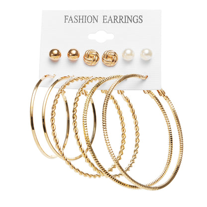 Pearl & 18K Gold-Plated Twist Earrings Set