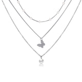 Cubic Zirconia & Pearl Butterfly Necklace Set