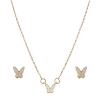 Enamel & Goldtone Butterfly Earring & Necklace Set