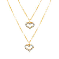 Cubic Zirconia & 18k Gold-Plated Open Heart Pendant Layered Necklace