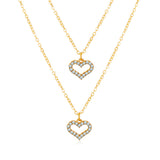 Cubic Zirconia & 18k Gold-Plated Open Heart Pendant Layered Necklace