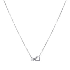 Cubic Zirconia & Silver-Plated Heart Pendant Necklace