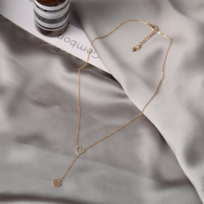 18K Gold-Plated Heart Lariat Necklace, gold pendant necklace for women, botanical inspired, styled look
