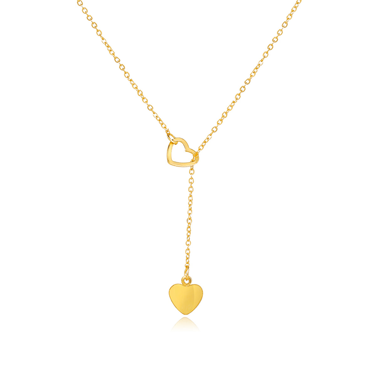 18K Gold-Plated Heart Lariat Necklace, gold pendant necklace for women, botanical inspired, lifestyle look