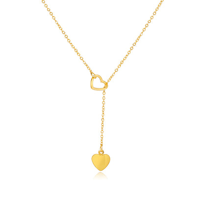 18K Gold-Plated Heart Lariat Necklace, gold pendant necklace for women, botanical inspired, lifestyle look