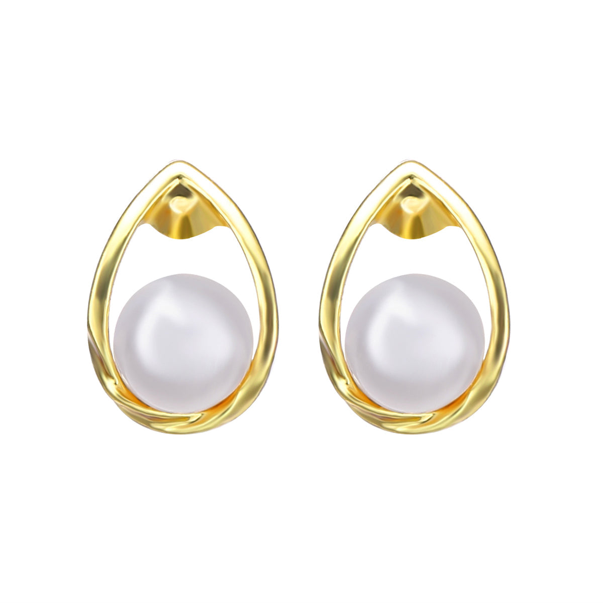 Pearl & 18K Gold-Plated Teardrop Stud Earrings