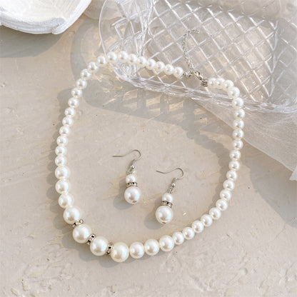 Pearl and Cubic Zirconia Beaded Necklace and Drop Earrings, drop earrings for women, vintage-inspired design, lifestyle look