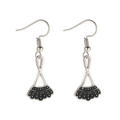 Black and Silver-Plated Dress Drop Earrings, silver drop earrings for women, elegant gift for her, side view