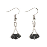 Black & Silver-Plated Dress Drop Earrings