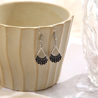 Black & Silver-Plated Dress Drop Earrings