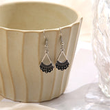 Black & Silver-Plated Dress Drop Earrings