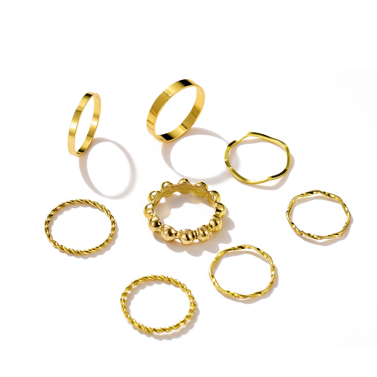 18K Gold-Plated Twine Ring Set, jewelry gift sets for women, elegant gift for her, side view