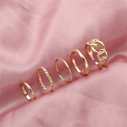 18K Gold-Plated Cable Chain Open Ring Set, jewelry gift sets for women, vintage-inspired design, styled look