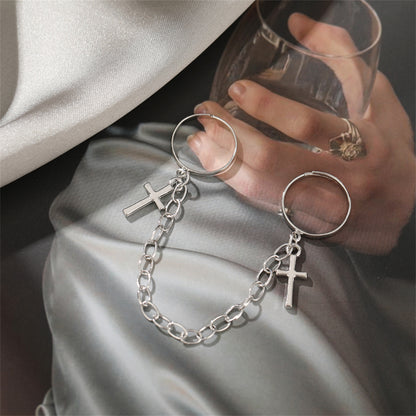Silver-Plated Double-Finger Cross Ring