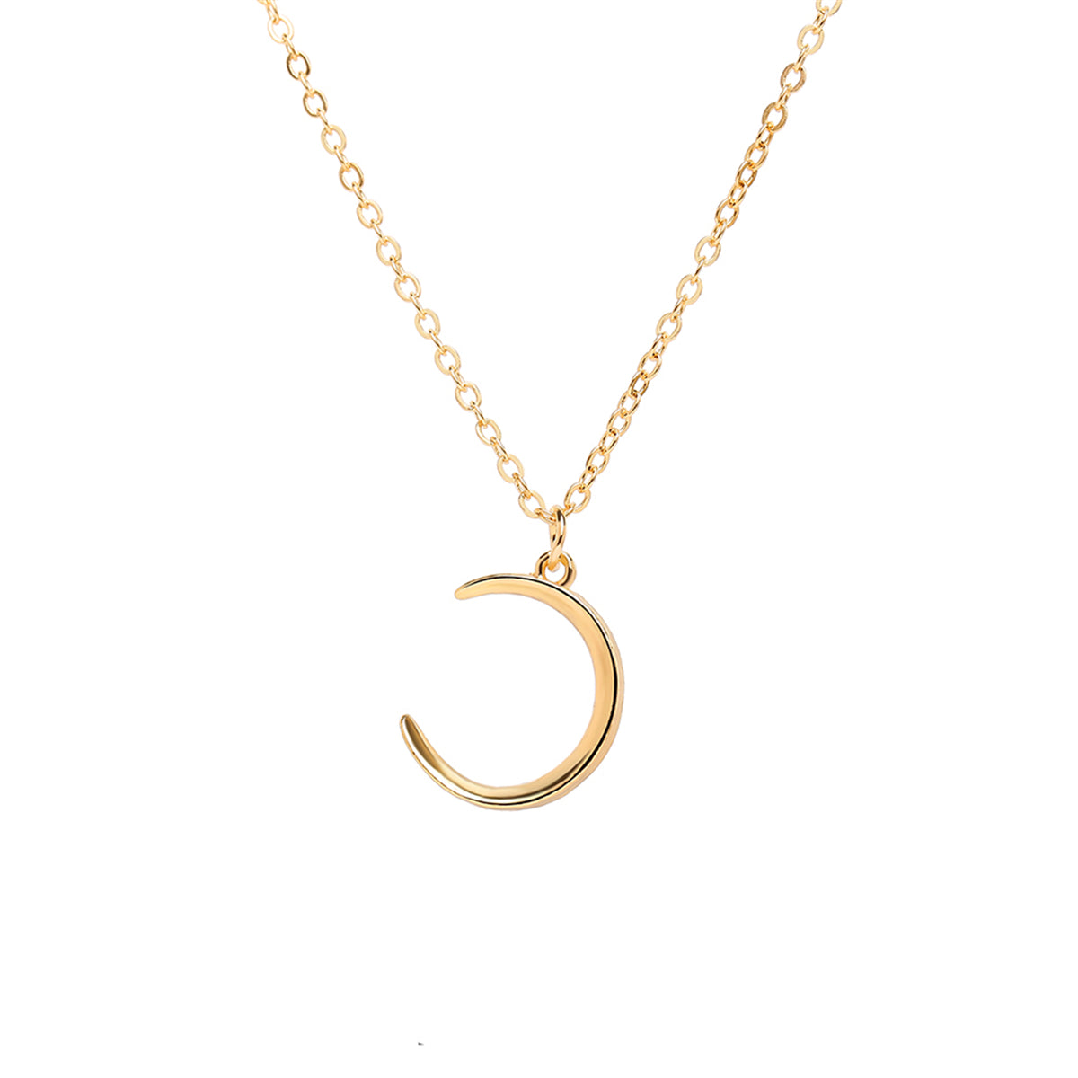 18K Gold-Plated Moon Pendant Necklace, gold pendant necklace for women, everyday style, front view