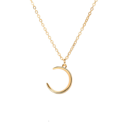 18K Gold-Plated Moon Pendant Necklace, gold pendant necklace for women, everyday style, front view