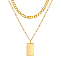 Goldtone Rectangle Layered Pendant Necklace