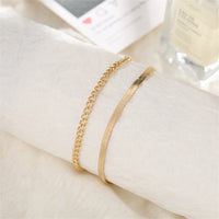 18k Gold-Plated Herringbone Chain Anklet & Curb Chain Anklet
