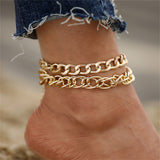18k Gold-Plated Thick Curb Chain Anklet & Thin Curb Chain Anklet
