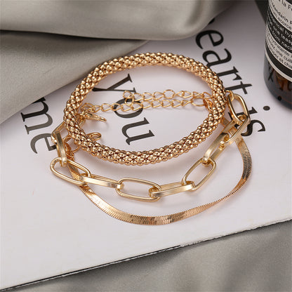 18K Gold-Plated Snake Chain Bracelet Set, jewelry gift sets for women, everyday style, lifestyle look