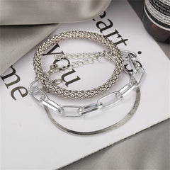 Silver-Plated Snake Chain Bracelet Set