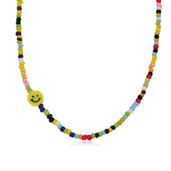 Yellow Howlite & 18K Gold-Plated Smiley Face Beaded Necklace