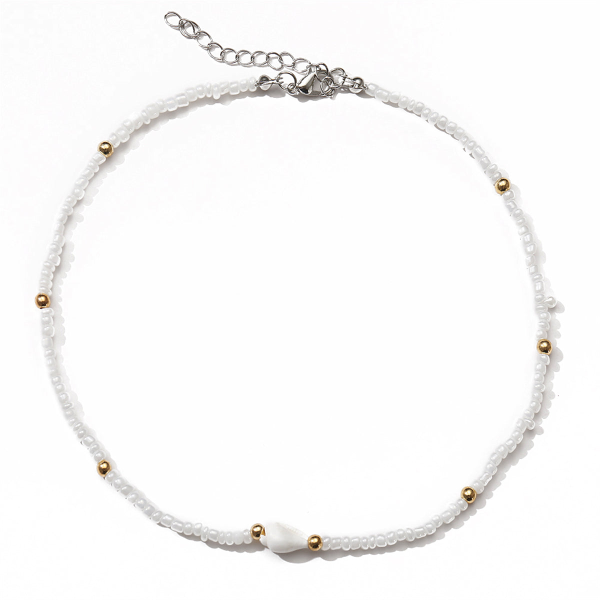White Howlite & Two Tone Beaded Station Necklace