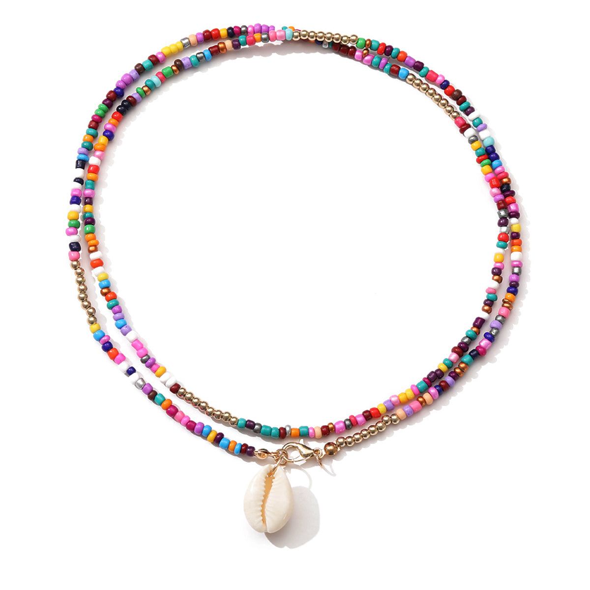 Mulitcolor Howlite & Shell Pendant Necklace