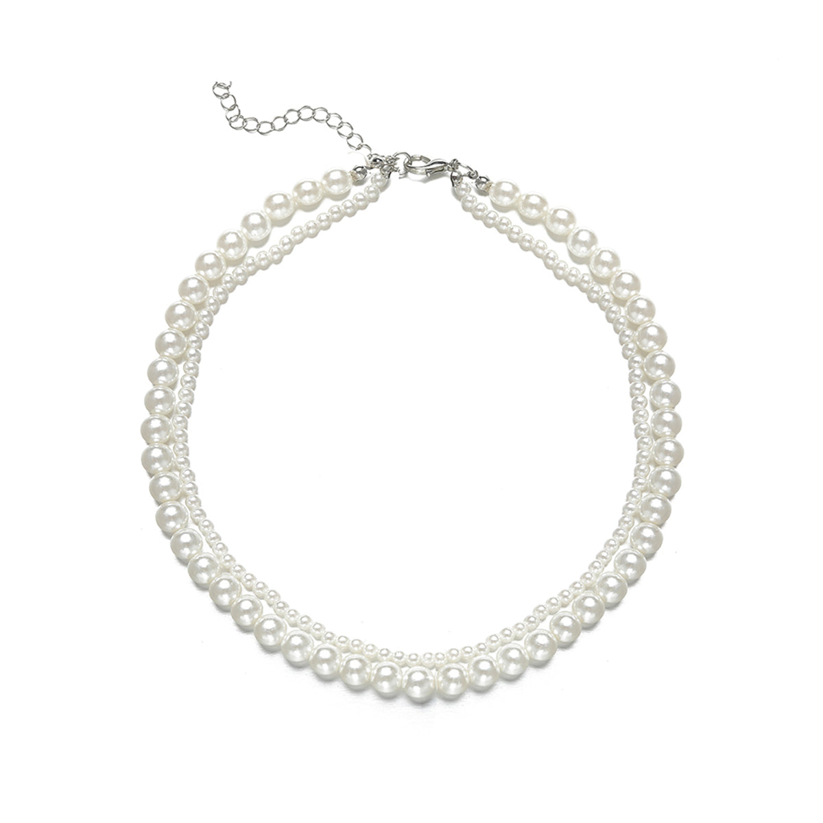Silver-Plated & Pearl Layered Necklace