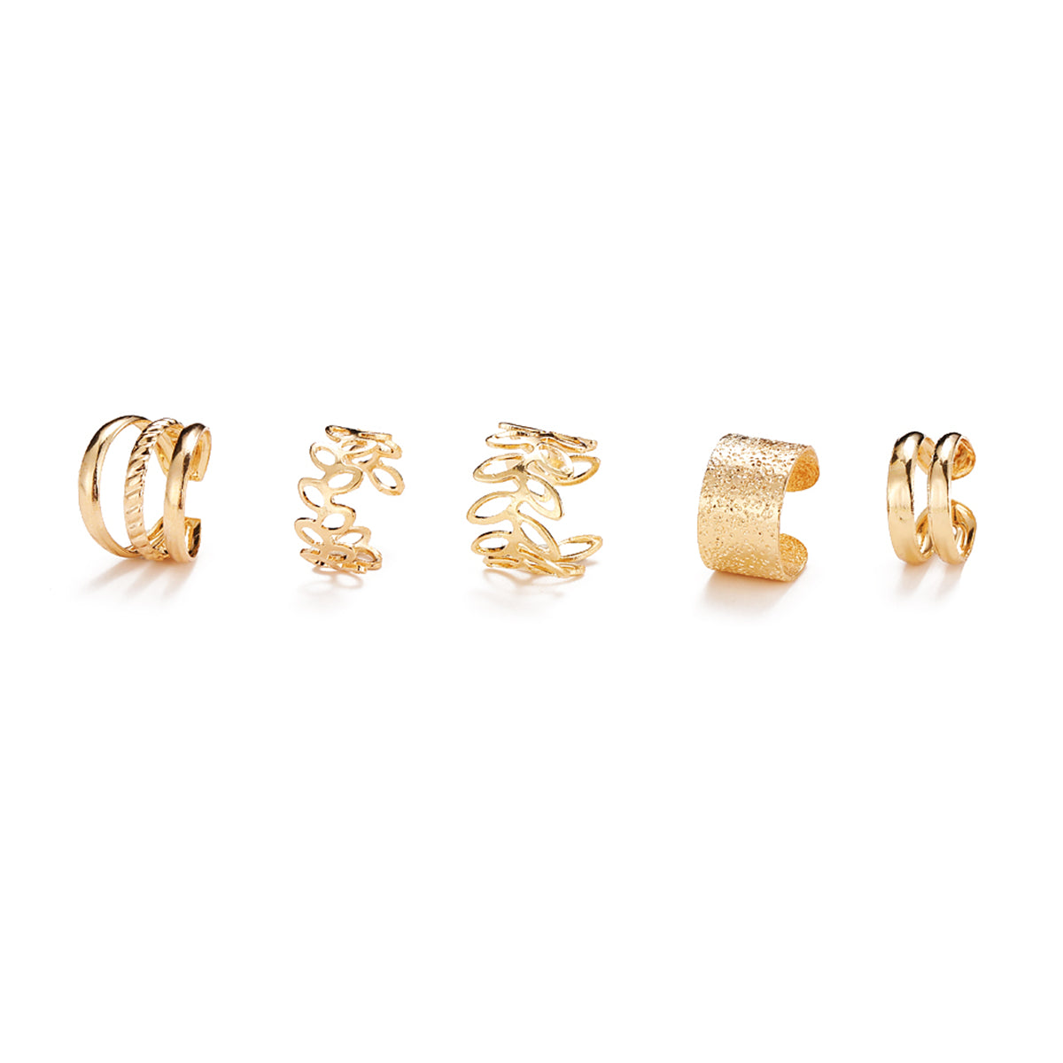 18K Gold-Plated Frosted Ear Cuff Set