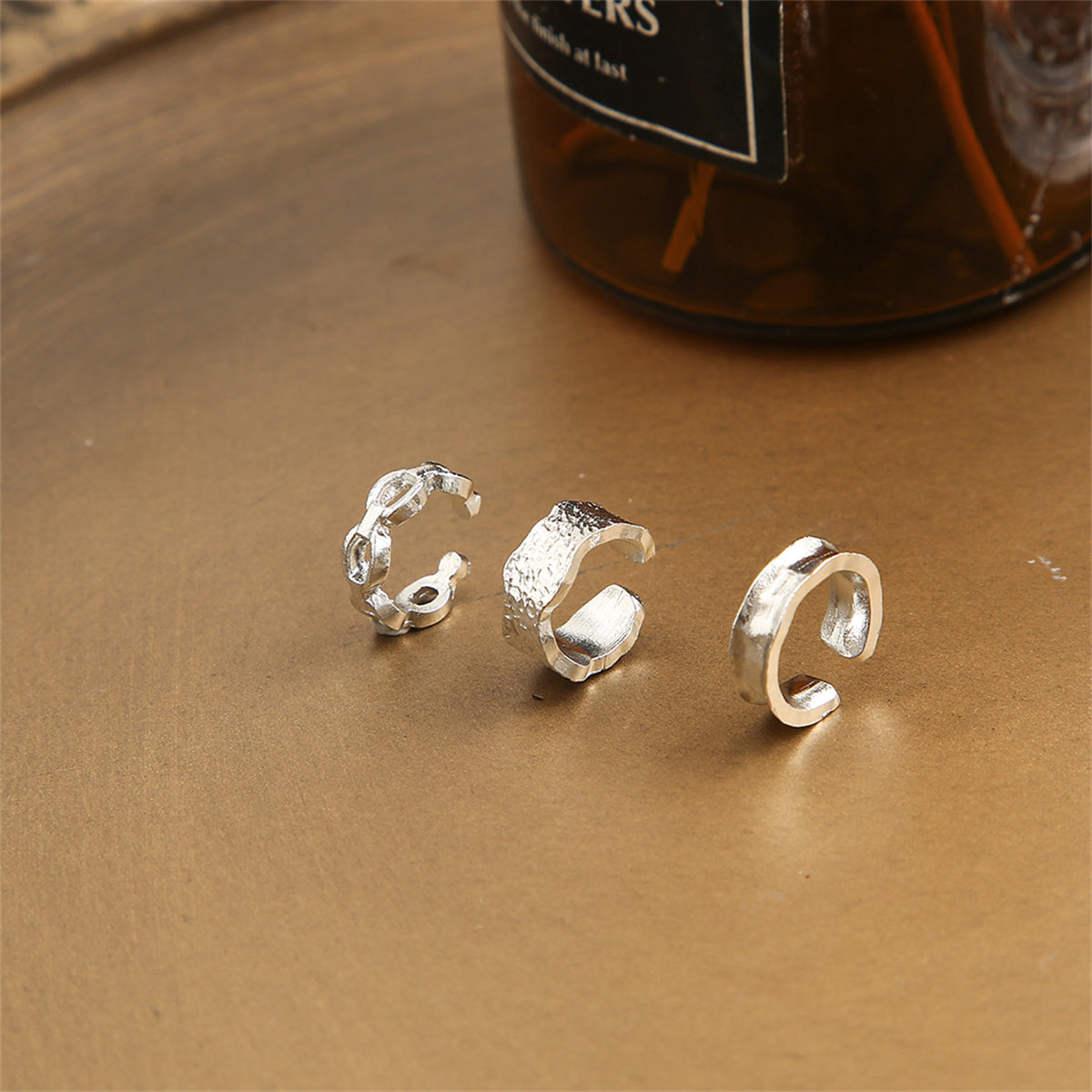 Silver-Plated Chain Link Ear Cuffs Set