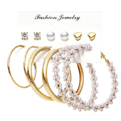 Cubic Zirconia & Pearl 18K Gold-Plated Hoop Earring Set